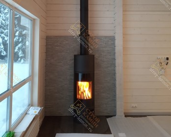Дизайнерский печь камин стиля Хай-Тек в деревянном доме - BELORADO AKUM металл