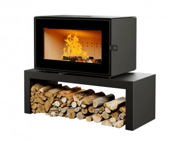 Печь-камин Астов КУБ 800 на подиуме Печь-камин Астов КУБ 800 на подиуме