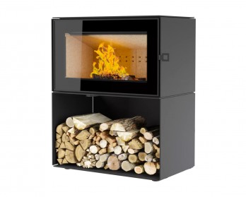 Печь-камин Астов КУБ 800 на дровнике Печь-камин Астов КУБ 800 на дровнике